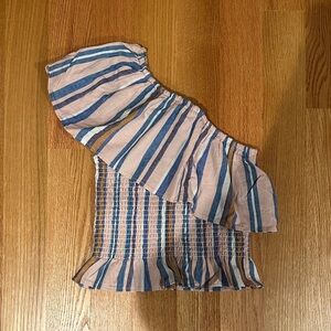 NWOT - American Eagle Striped One-Shoulder Ruffle Top - XS